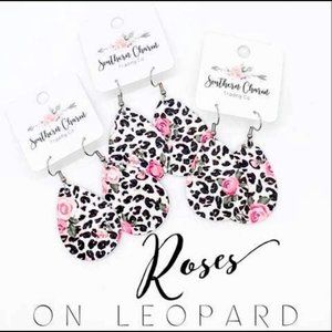 Roses on leopard Tear Drops